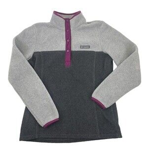 BOGO Columbia Three Lakes Half Snap Fleece Pullover Gray Colorblock Purple Wom S